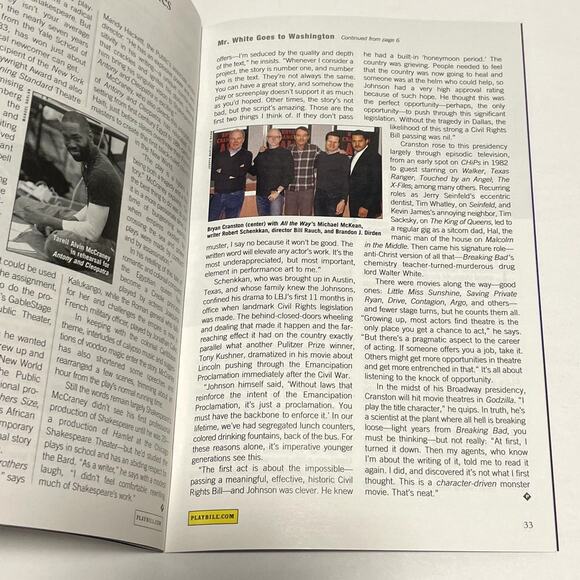 All The Way Opening Night Broadway Playbill Bryan Cranston New York Theatre - Picture 9 of 10